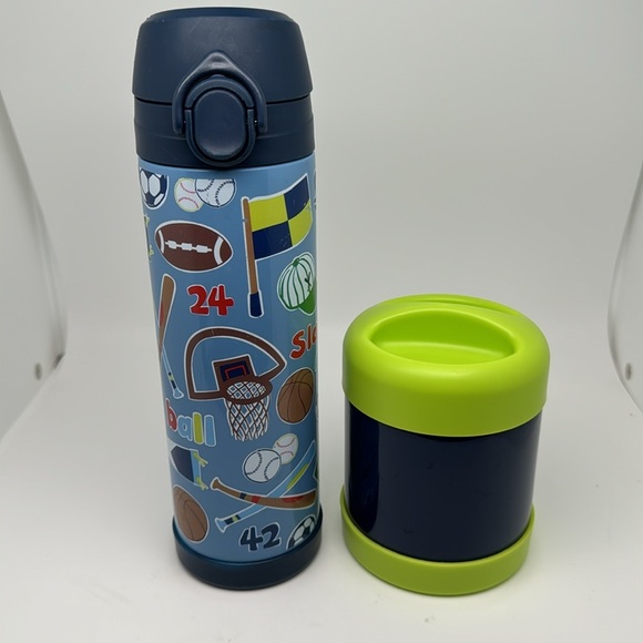 Pottery Barn Kids Mackenzie Water Bottle and Hot & Cold Container Blue Green - Picture 2 of 7